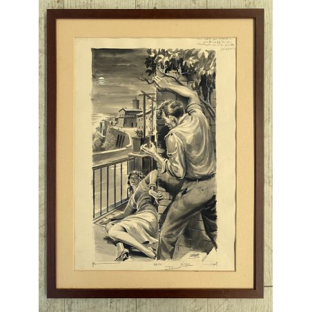 TAVOLA N. 5 V. Novelle ORIGINALE ILLUSTRAZIONE TEMPERA Enzo Magni (Ingam)  1950