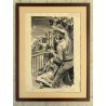 TAVOLA N. 5 V. Novelle ORIGINALE ILLUSTRAZIONE TEMPERA Enzo Magni (Ingam)  1950