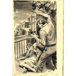 TAVOLA N. 5 V. Novelle ORIGINALE ILLUSTRAZIONE TEMPERA Enzo Magni (Ingam)  1950