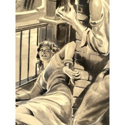 TAVOLA N. 5 V. Novelle ORIGINALE ILLUSTRAZIONE TEMPERA Enzo Magni (Ingam)  1950