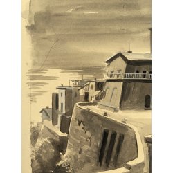 TAVOLA N. 5 V. Novelle ORIGINALE ILLUSTRAZIONE TEMPERA Enzo Magni (Ingam)  1950