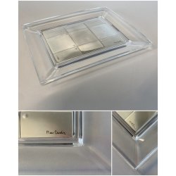 VASSOIO SVUOTATASCHE VIDE POCHE Pierre Cardin VETRO LAMINA ARGENTO FIRMATO