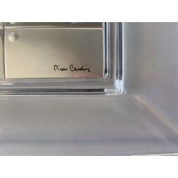VASSOIO SVUOTATASCHE VIDE POCHE Pierre Cardin VETRO LAMINA ARGENTO FIRMATO