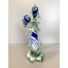SCULTURA DELFINI ONDE VETRO Murano TRASPARENTE SOMMERSO BLU VERDE 26,5 cm/h '80s