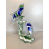 SCULTURA DELFINI ONDE VETRO Murano TRASPARENTE SOMMERSO BLU VERDE 26,5 cm/h '80s