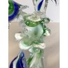 SCULTURA DELFINI ONDE VETRO Murano TRASPARENTE SOMMERSO BLU VERDE 26,5 cm/h '80s