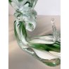 SCULTURA DELFINI ONDE VETRO Murano TRASPARENTE SOMMERSO BLU VERDE 26,5 cm/h '80s