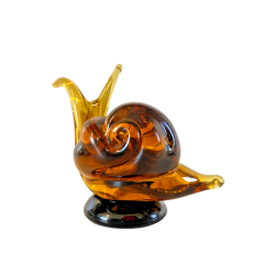 RARA SCULTURA LUMACA Archimede Seguso SNAIL VETRO Murano AMBRA  10,5 cm/h'