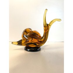 RARA SCULTURA LUMACA Archimede Seguso SNAIL VETRO Murano AMBRA  10,5 cm/h'
