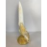 SCULTURA VETRO Murano SOMMERSO TRASPARENTE FOGLIA ORO FAGIANO GALLO PAVONE '50s