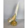 SCULTURA VETRO Murano SOMMERSO TRASPARENTE FOGLIA ORO FAGIANO GALLO PAVONE '50s