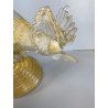 SCULTURA VETRO Murano SOMMERSO TRASPARENTE FOGLIA ORO FAGIANO GALLO PAVONE '50s