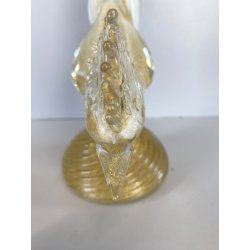 SCULTURA VETRO Murano SOMMERSO TRASPARENTE FOGLIA ORO FAGIANO GALLO PAVONE '50s