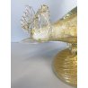 SCULTURA VETRO Murano SOMMERSO TRASPARENTE FOGLIA ORO FAGIANO GALLO PAVONE '50s