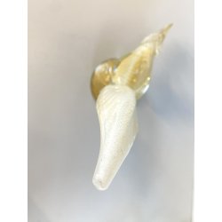SCULTURA VETRO Murano SOMMERSO TRASPARENTE FOGLIA ORO FAGIANO GALLO PAVONE '50s