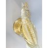 SCULTURA VETRO Murano SOMMERSO TRASPARENTE FOGLIA ORO FAGIANO GALLO PAVONE '50s