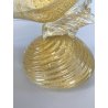 SCULTURA VETRO Murano SOMMERSO TRASPARENTE FOGLIA ORO FAGIANO GALLO PAVONE '50s