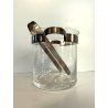 SECCHIELLO GHIACCIO VETRO GLACETTE VINTAGE ICE BUCKET PINZE METALLO ARGENTATO