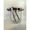 SECCHIELLO GHIACCIO VETRO GLACETTE VINTAGE ICE BUCKET PINZE METALLO ARGENTATO