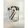 SECCHIELLO GHIACCIO VETRO GLACETTE VINTAGE ICE BUCKET PINZE METALLO ARGENTATO