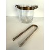 SECCHIELLO GHIACCIO VETRO GLACETTE VINTAGE ICE BUCKET PINZE METALLO ARGENTATO