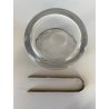 SECCHIELLO GHIACCIO VETRO GLACETTE VINTAGE ICE BUCKET PINZE METALLO ARGENTATO