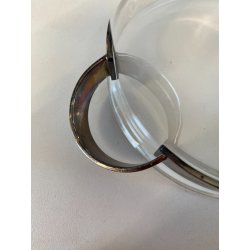 SECCHIELLO GHIACCIO VETRO GLACETTE VINTAGE ICE BUCKET PINZE METALLO ARGENTATO