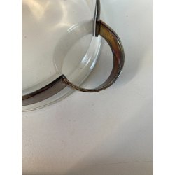 SECCHIELLO GHIACCIO VETRO GLACETTE VINTAGE ICE BUCKET PINZE METALLO ARGENTATO