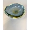 VINTAGE BOWL SVOTATASCHE VETRO Murano SOMMERSO BLU AVIO AMBRA ø 18cm '60/'70
