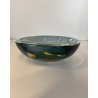 VINTAGE BOWL SVOTATASCHE VETRO Murano SOMMERSO BLU AVIO AMBRA ø 18cm '60/'70