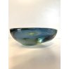 VINTAGE BOWL SVOTATASCHE VETRO Murano SOMMERSO BLU AVIO AMBRA ø 18cm '60/'70