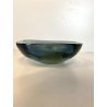 VINTAGE BOWL SVOTATASCHE VETRO Murano SOMMERSO BLU AVIO AMBRA ø 18cm '60/'70