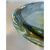 VINTAGE BOWL SVOTATASCHE VETRO Murano SOMMERSO BLU AVIO AMBRA ø 18cm '60/'70