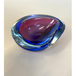 BOWL VETRO Murano Flavio Poli SOMMERSO BLU VIOLA PRESSE-PAPIER 11,5 ø cm '60/'70