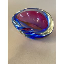 BOWL VETRO Murano Flavio Poli SOMMERSO BLU VIOLA PRESSE-PAPIER 11,5 ø cm '60/'70