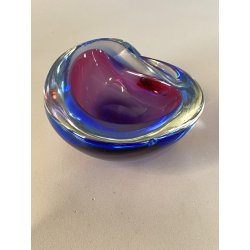 BOWL VETRO Murano Flavio Poli SOMMERSO BLU VIOLA PRESSE-PAPIER 11,5 ø cm '60/'70