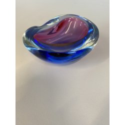 BOWL VETRO Murano Flavio Poli SOMMERSO BLU VIOLA PRESSE-PAPIER 11,5 ø cm '60/'70