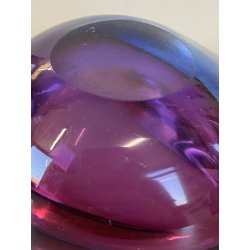 BOWL VETRO Murano Flavio Poli SOMMERSO BLU VIOLA PRESSE-PAPIER 11,5 ø cm '60/'70