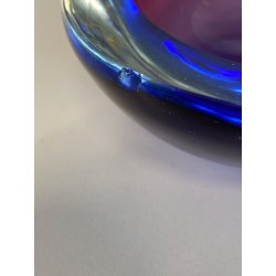 BOWL VETRO Murano Flavio Poli SOMMERSO BLU VIOLA PRESSE-PAPIER 11,5 ø cm '60/'70