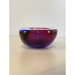 BOWL VETRO Murano Flavio Poli SOMMERSO BLU VIOLA PRESSE-PAPIER 11,5 ø cm '60/'70
