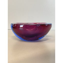 BOWL VETRO Murano Flavio Poli SOMMERSO BLU VIOLA PRESSE-PAPIER 11,5 ø cm '60/'70