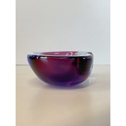 BOWL VETRO Murano Flavio Poli SOMMERSO BLU VIOLA PRESSE-PAPIER 11,5 ø cm '60/'70