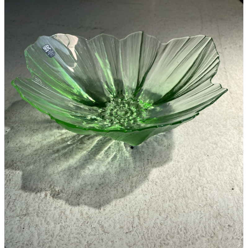 CIOTOLA VETRO VERDE  DESIGN Mats Jonasson SCULPTURAL BOWL ART GLASS SWEDEN ø19cm