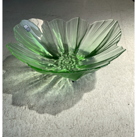CIOTOLA VETRO VERDE  DESIGN Mats Jonasson SCULPTURAL BOWL ART GLASS SWEDEN ø19cm