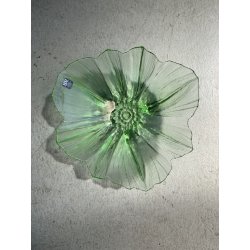 CIOTOLA VETRO VERDE  DESIGN Mats Jonasson SCULPTURAL BOWL ART GLASS SWEDEN ø19cm