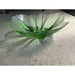 CIOTOLA VETRO VERDE  DESIGN Mats Jonasson SCULPTURAL BOWL ART GLASS SWEDEN ø19cm