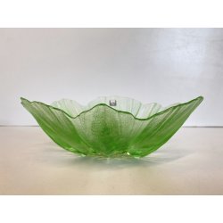 CIOTOLA VETRO VERDE  DESIGN Mats Jonasson SCULPTURAL BOWL ART GLASS SWEDEN ø19cm