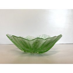 CIOTOLA VETRO VERDE  DESIGN Mats Jonasson SCULPTURAL BOWL ART GLASS SWEDEN ø19cm