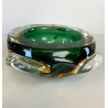 BOWL SVOTATASCHE VETRO Murano LOBATO SOMMERSO VERDE AMBRA ø 17cm