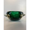 BOWL SVOTATASCHE VETRO Murano LOBATO SOMMERSO VERDE AMBRA ø 17cm